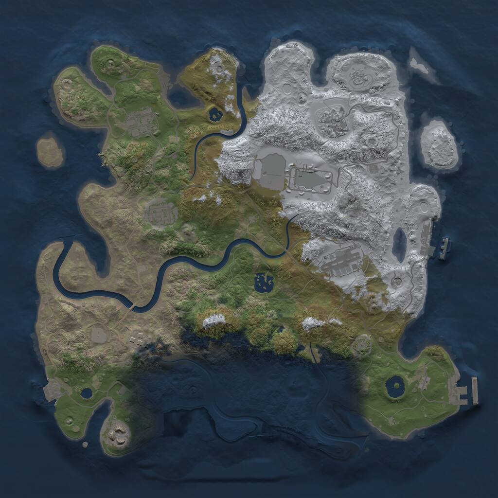 Rust Map: Procedural Map, Size: 3650, Seed: 7271506, 14 Monuments