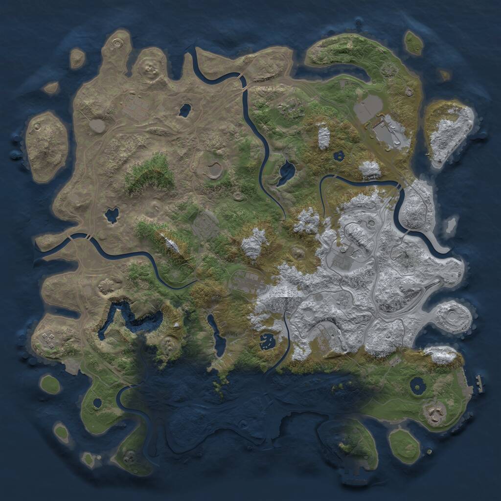 Rust Map: Procedural Map, Size: 4500, Seed: 394084392, 17 Monuments
