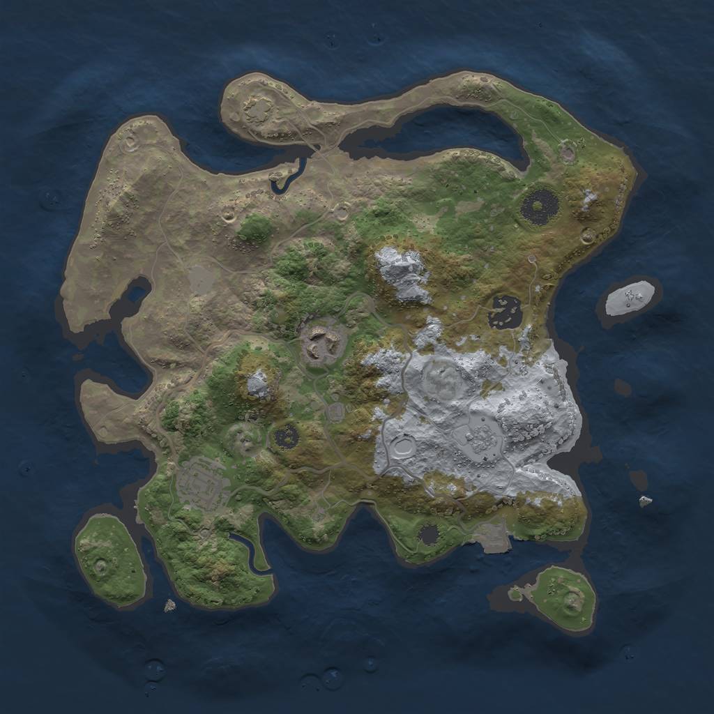 Rust Map: Procedural Map, Size: 3000, Seed: 1466590676, 8 Monuments