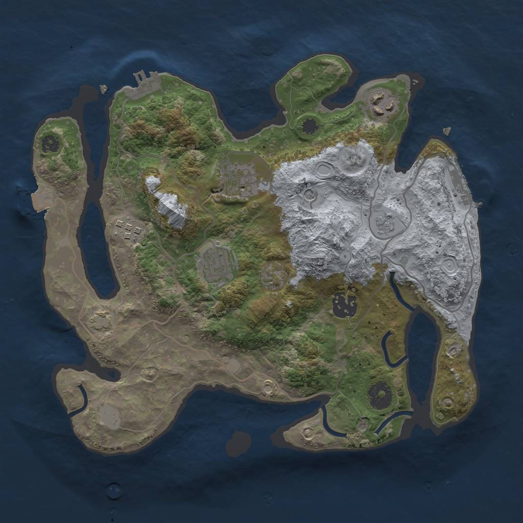 Rust Map: Procedural Map, Size: 3000, Seed: 1193420246, 13 Monuments