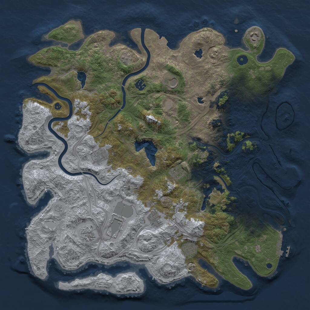 Rust Map: Procedural Map, Size: 4500, Seed: 477347487, 16 Monuments