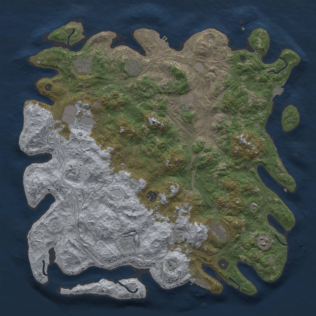 Rust Map: Procedural Map, Size: 4500, Seed: 477347487, 18 Monuments