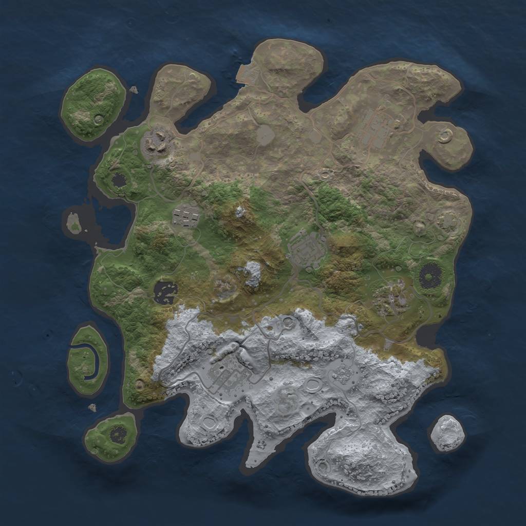 Rust Map: Procedural Map, Size: 3200, Seed: 82569, 13 Monuments