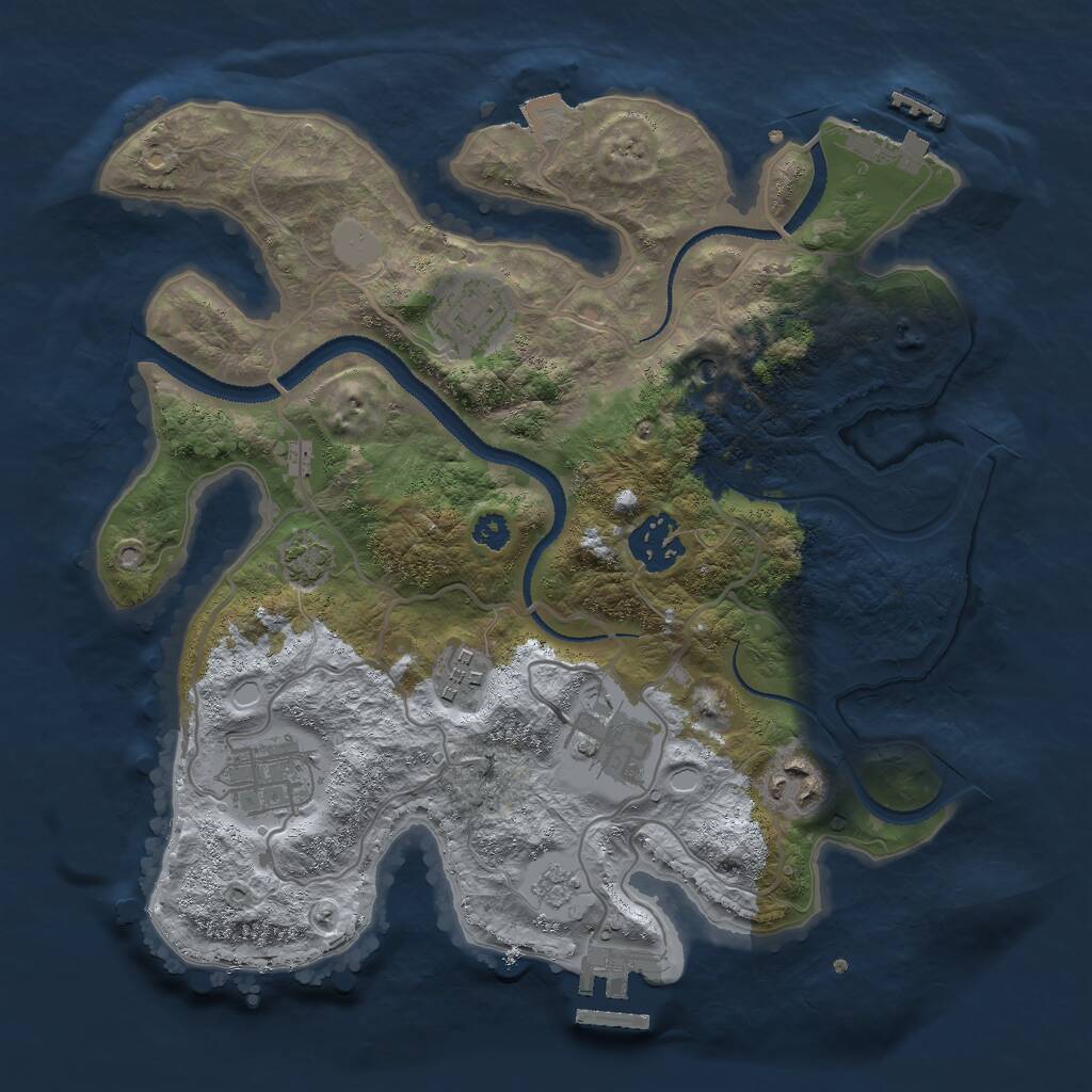 Rust Map: Procedural Map, Size: 3000, Seed: 1264612434, 12 Monuments
