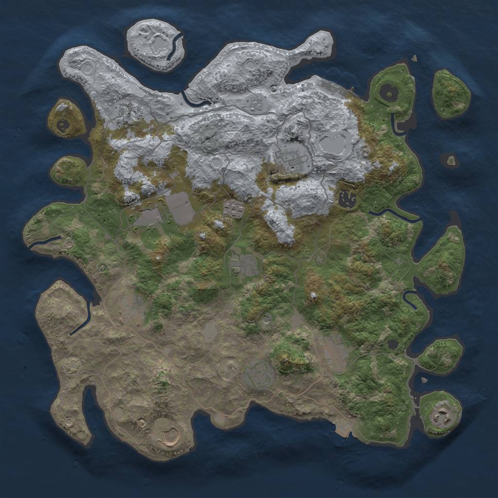 Rust Map: Procedural Map, Size: 4000, Seed: 1785312, 18 Monuments
