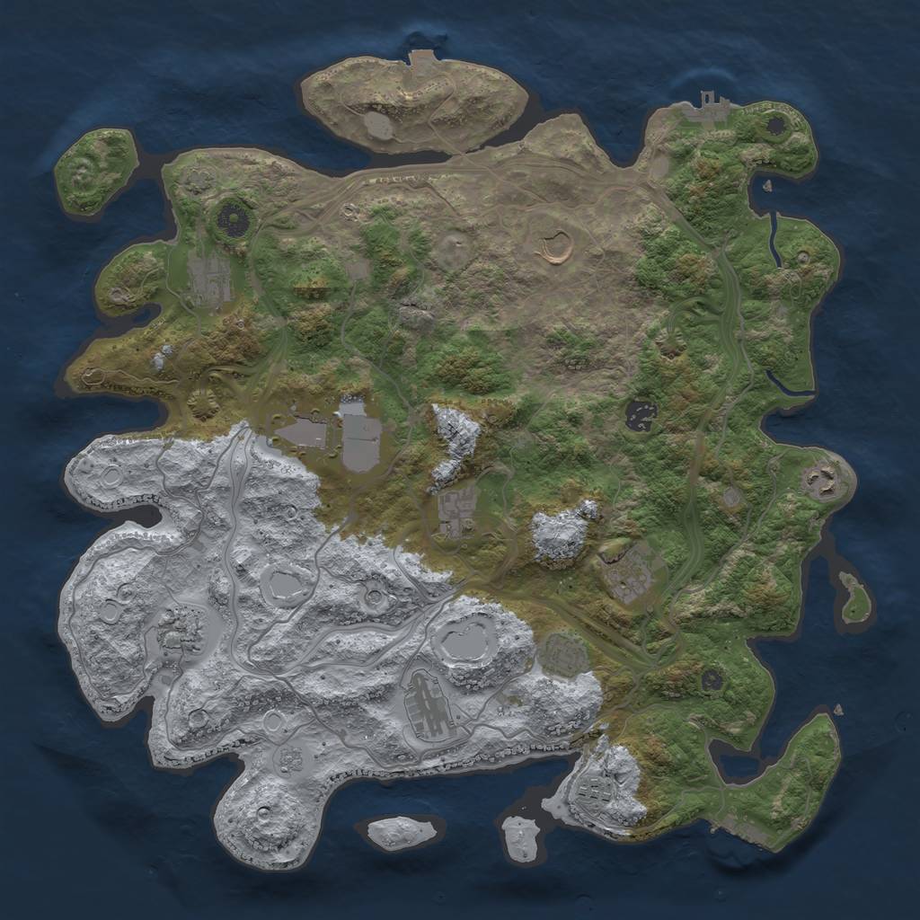 Rust Map: Procedural Map, Size: 4250, Seed: 1318564160, 19 Monuments