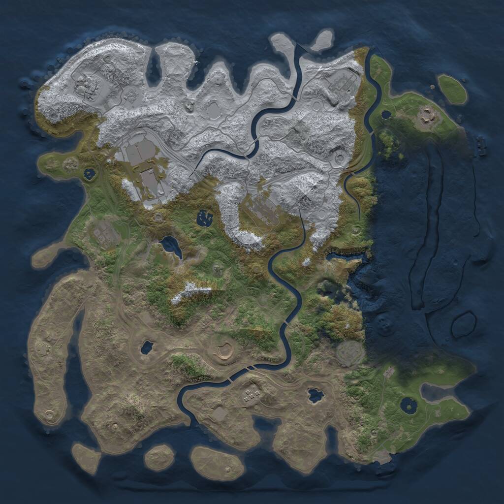 Rust Map: Procedural Map, Size: 4500, Seed: 1942049897, 16 Monuments