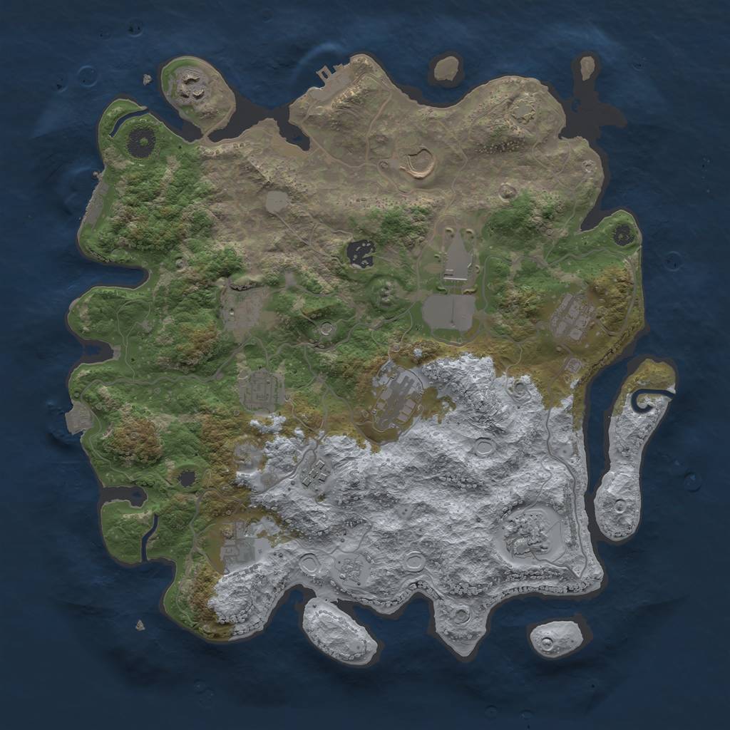 Rust Map: Procedural Map, Size: 3700, Seed: 84875901, 19 Monuments