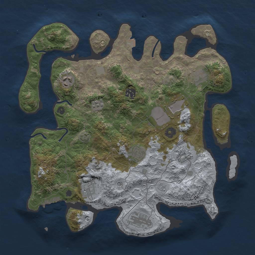 Rust Map: Procedural Map, Size: 3500, Seed: 1418134961, 16 Monuments