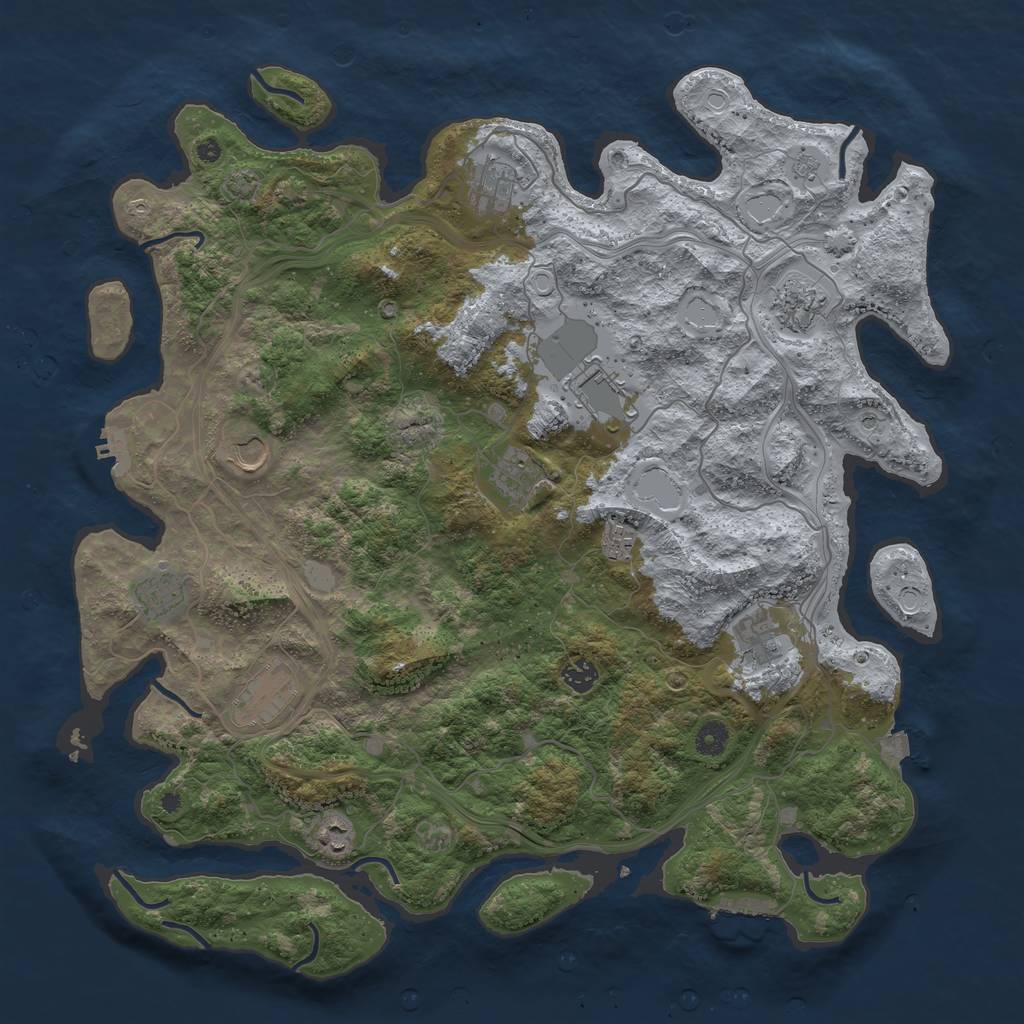 Rust Map: Procedural Map, Size: 4500, Seed: 1025402526, 19 Monuments