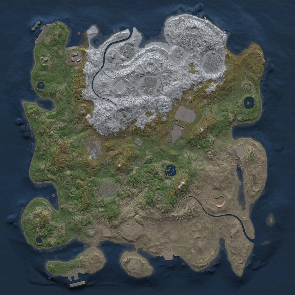 Rust Map: Procedural Map, Size: 3870, Seed: 2061990577, 16 Monuments