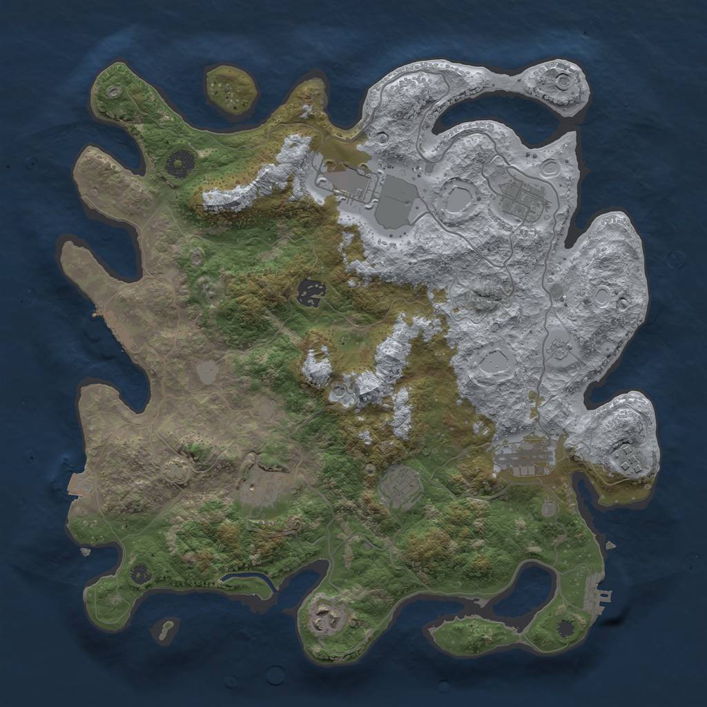 Rust Map: Procedural Map, Size: 3700, Seed: 208665667, 16 Monuments