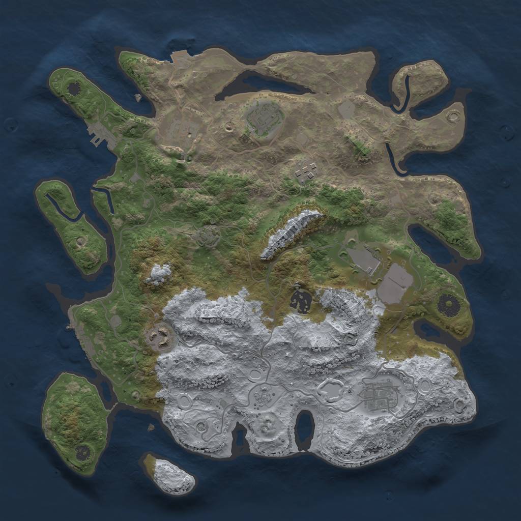 Rust Map: Procedural Map, Size: 3500, Seed: 807293006, 15 Monuments