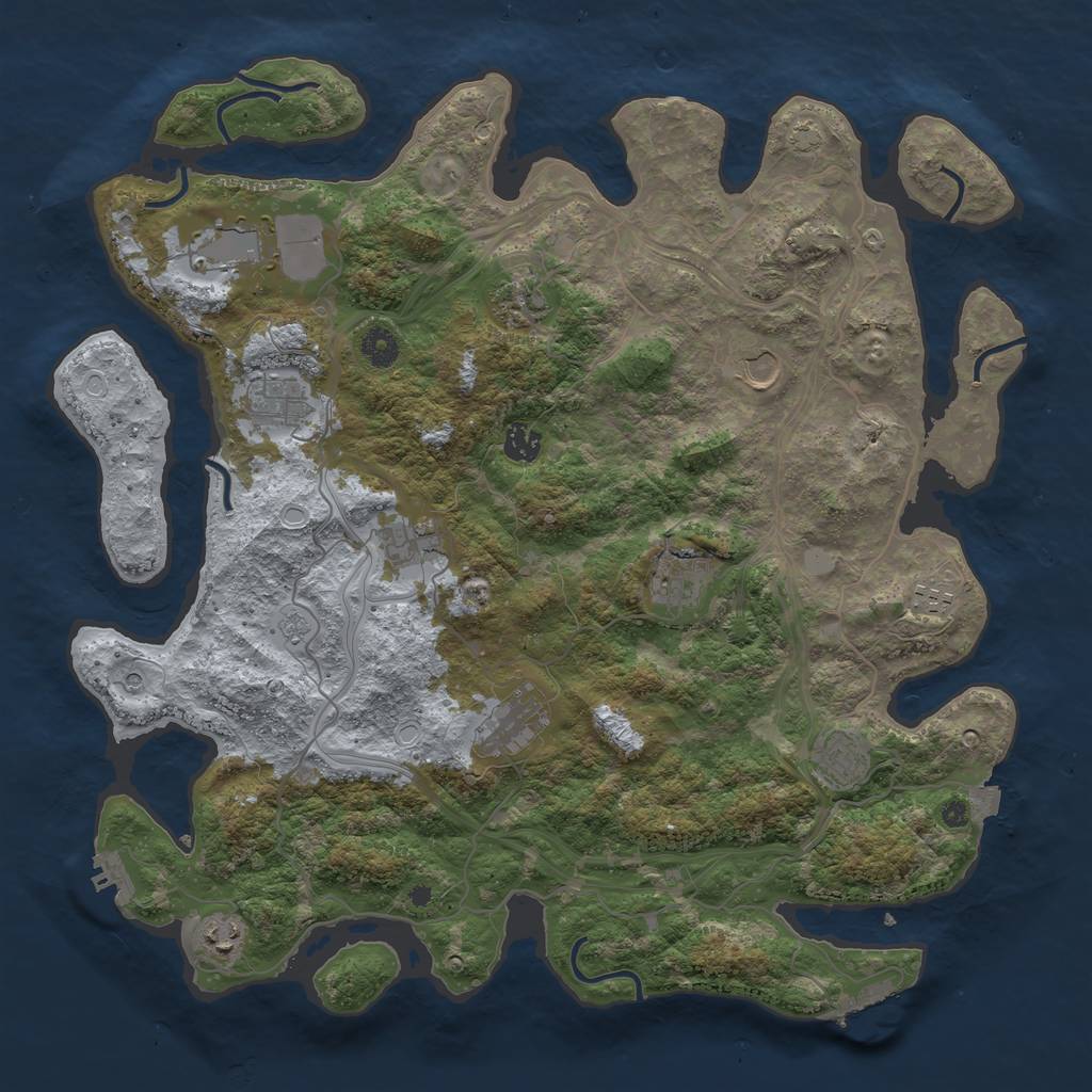 Rust Map: Procedural Map, Size: 4250, Seed: 560695542, 19 Monuments