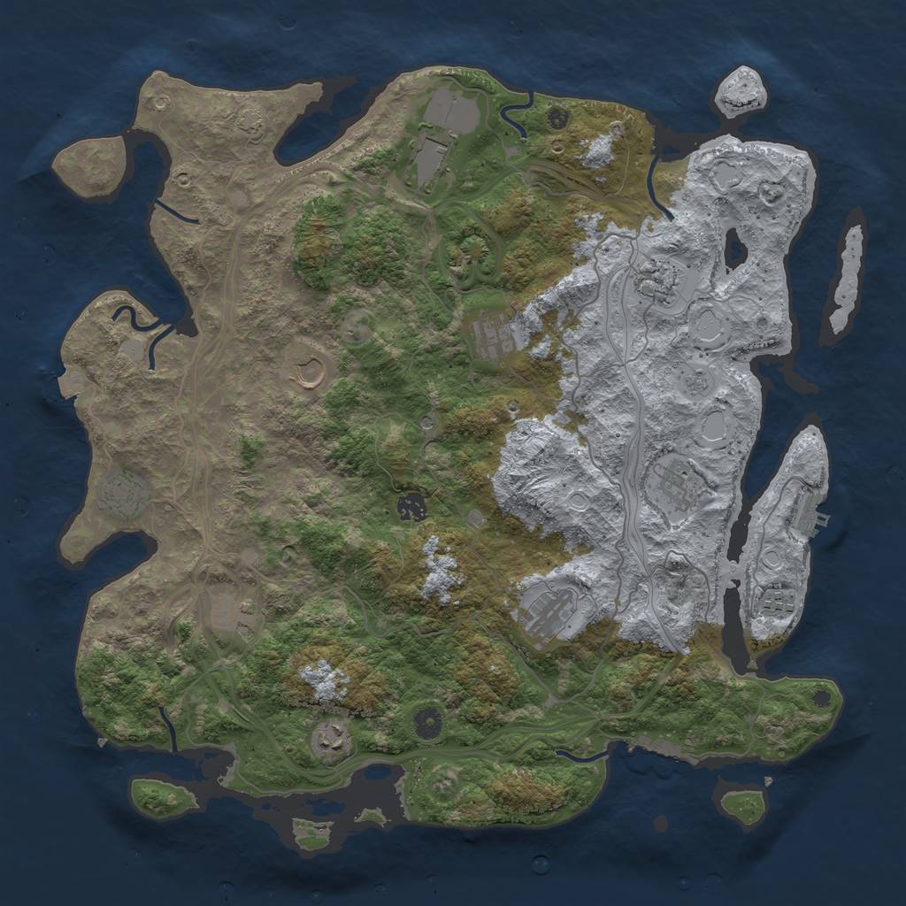 Rust Map: Procedural Map, Size: 4500, Seed: 1325701143, 19 Monuments