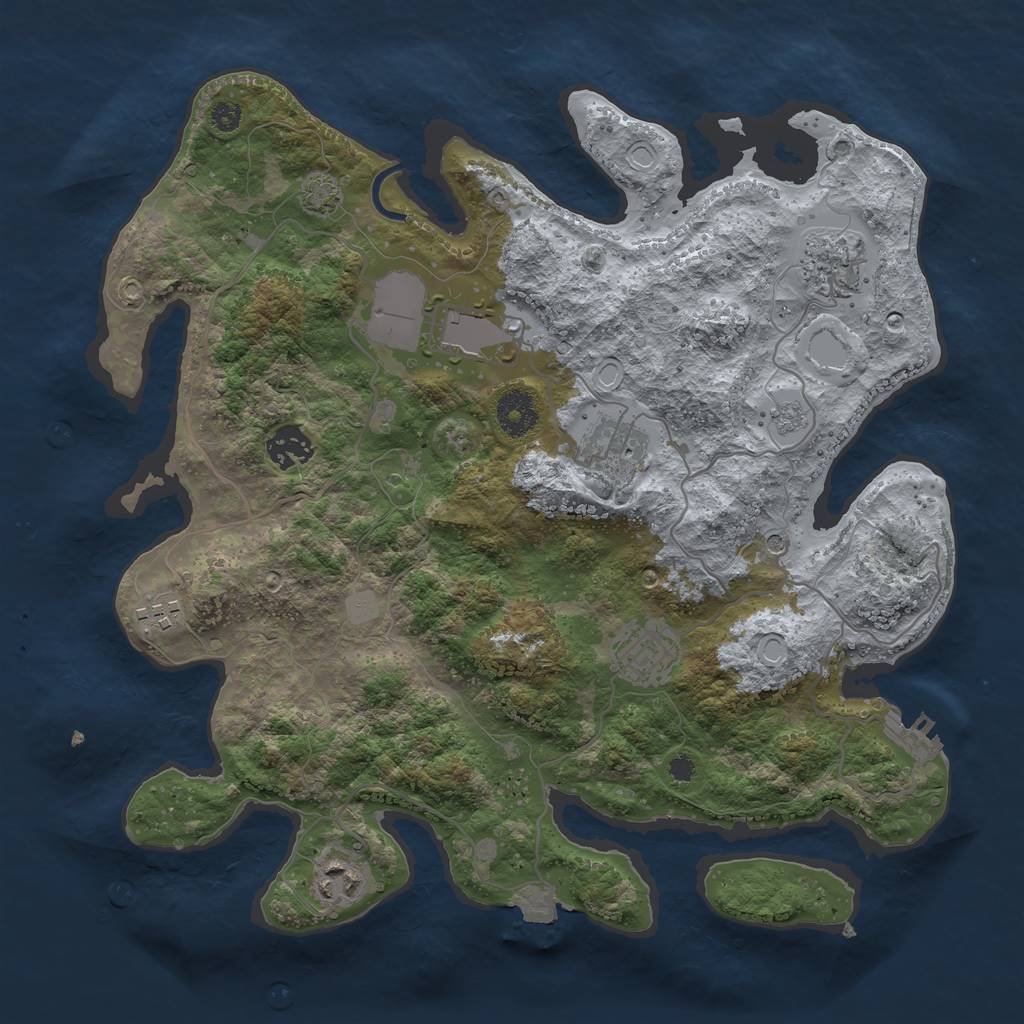 Rust Map: Procedural Map, Size: 3500, Seed: 75877561, 14 Monuments