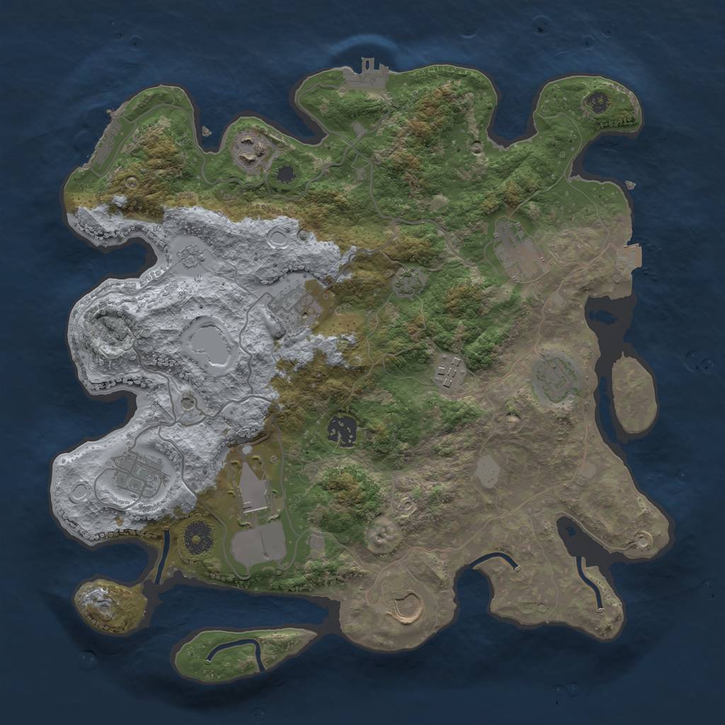 Rust Map: Procedural Map, Size: 3500, Seed: 2465412, 17 Monuments