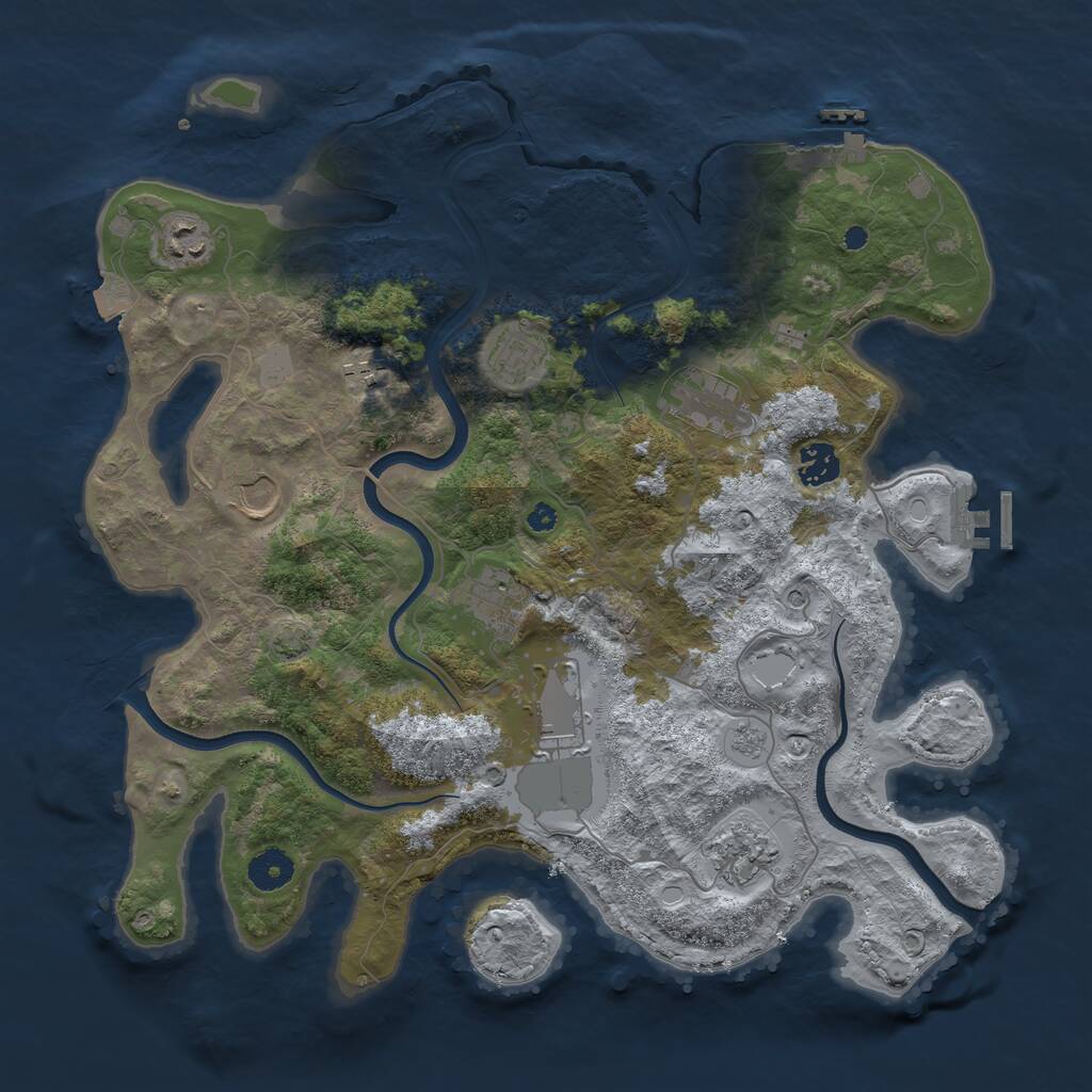 Rust Map: Procedural Map, Size: 3800, Seed: 8083, 15 Monuments