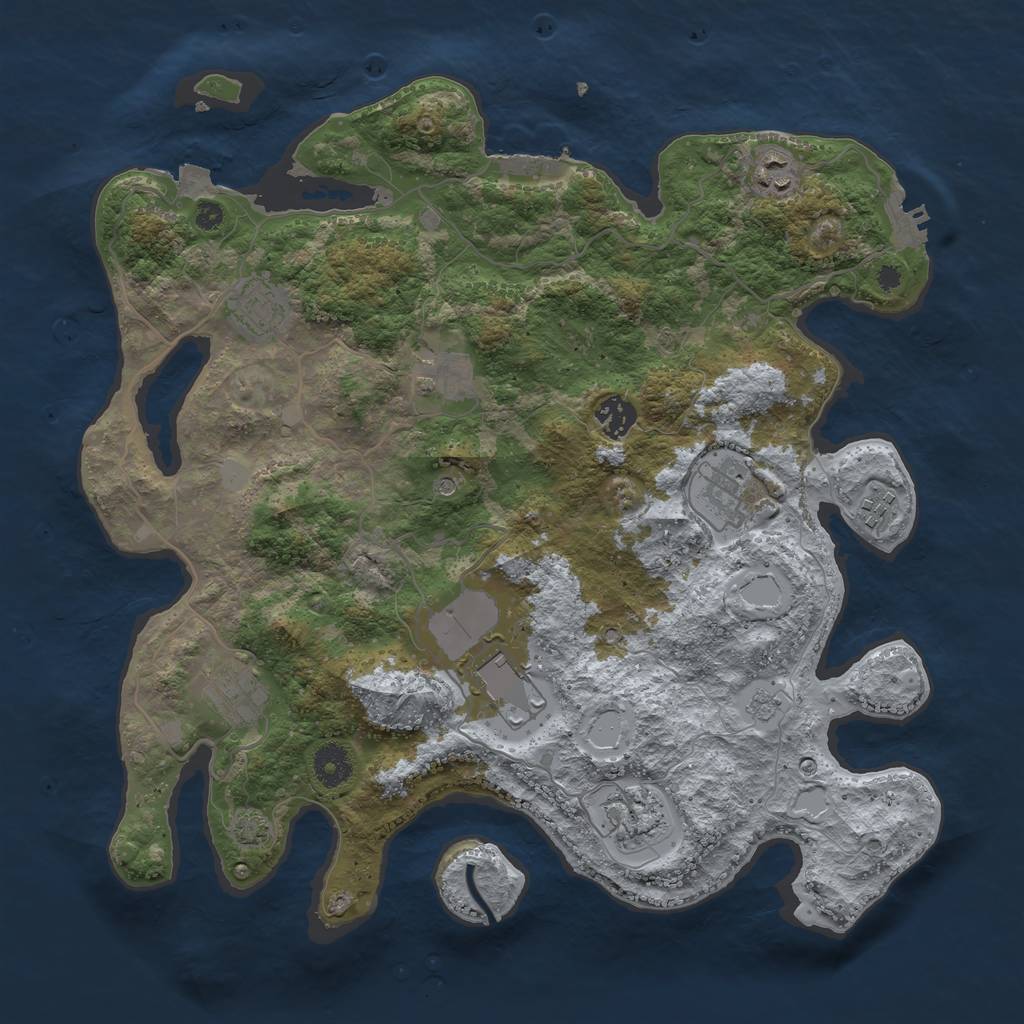 Rust Map: Procedural Map, Size: 3800, Seed: 8083, 17 Monuments