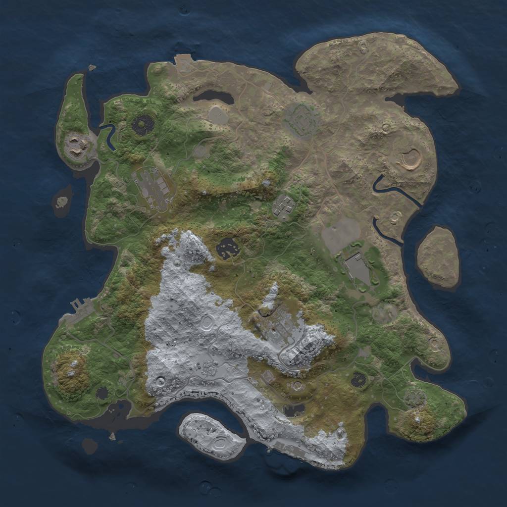 Rust Map: Procedural Map, Size: 3500, Seed: 481329485, 16 Monuments