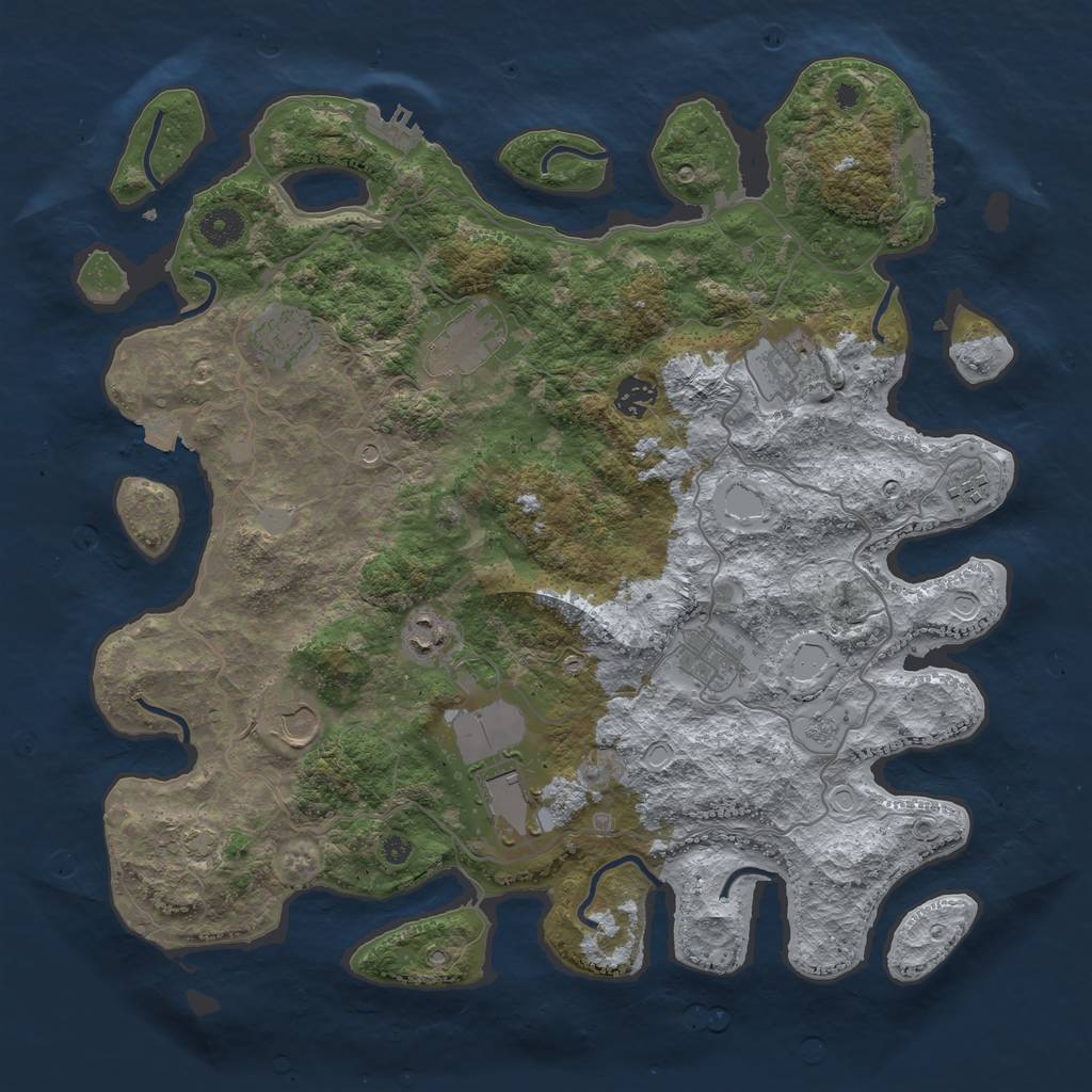 Rust Map: Procedural Map, Size: 4000, Seed: 318174827, 17 Monuments