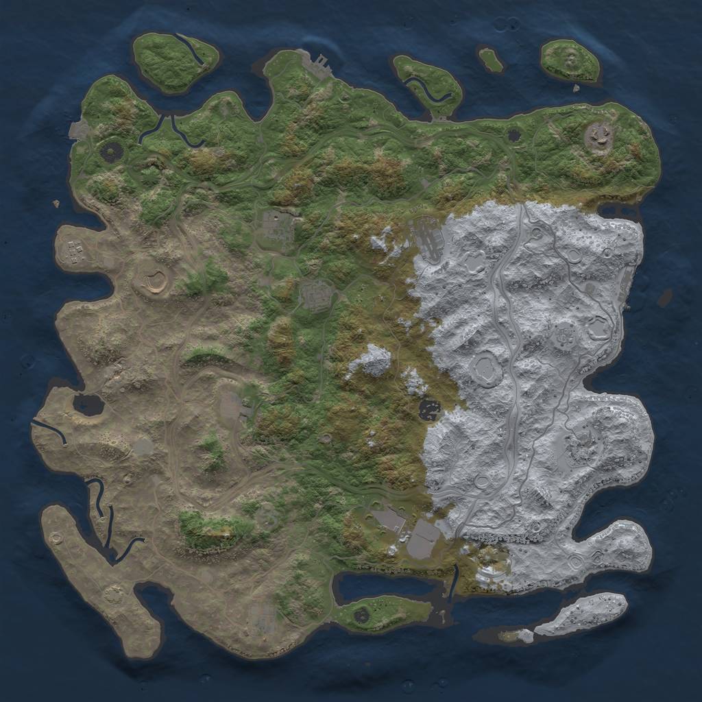 Rust Map: Procedural Map, Size: 4800, Seed: 1881854125, 19 Monuments