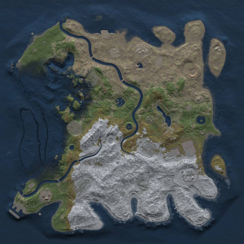 Rust Map: Procedural Map, Size: 4000, Seed: 106132, 16 Monuments