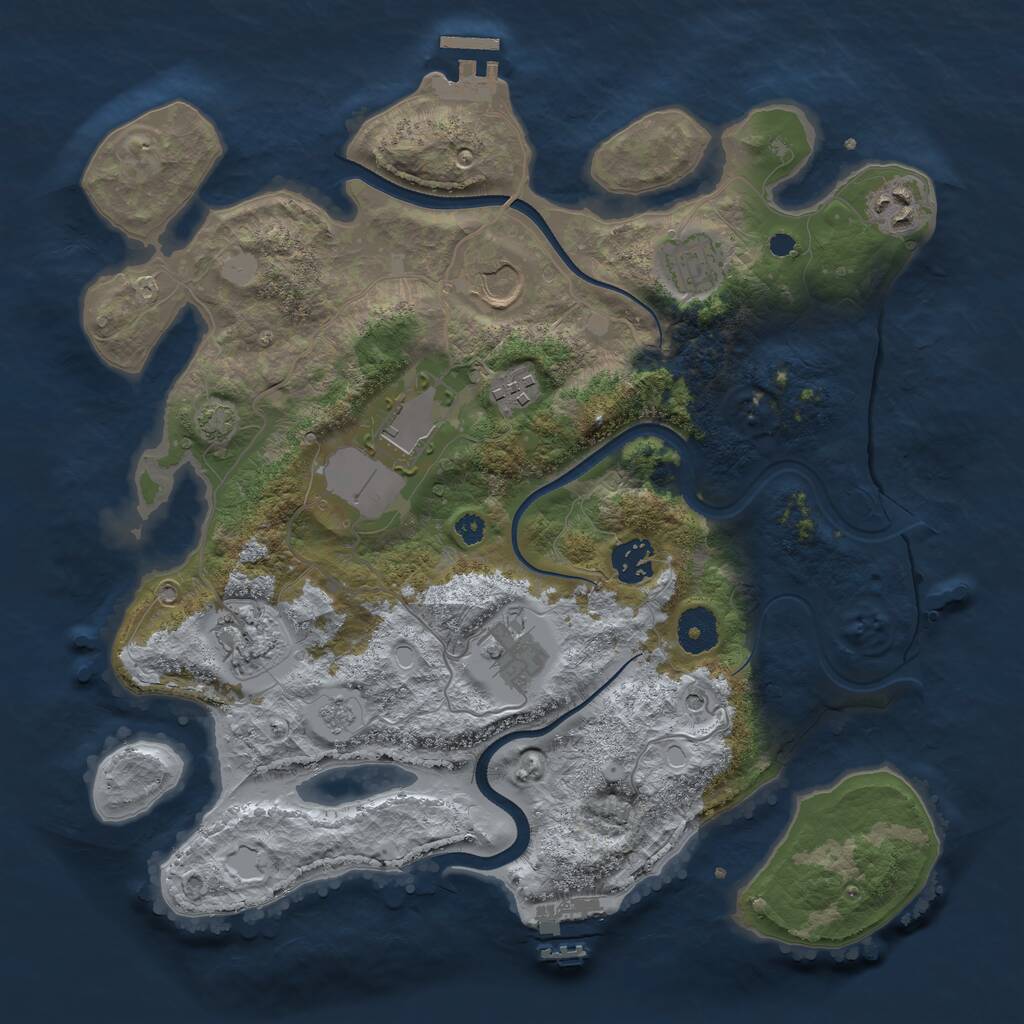 Rust Map: Procedural Map, Size: 3500, Seed: 1254977455, 14 Monuments