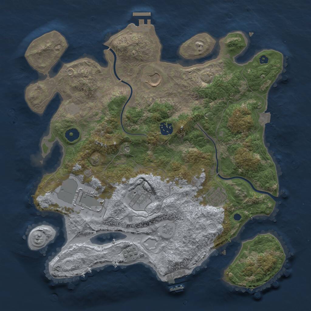 Rust Map: Procedural Map, Size: 3500, Seed: 1254977455, 12 Monuments