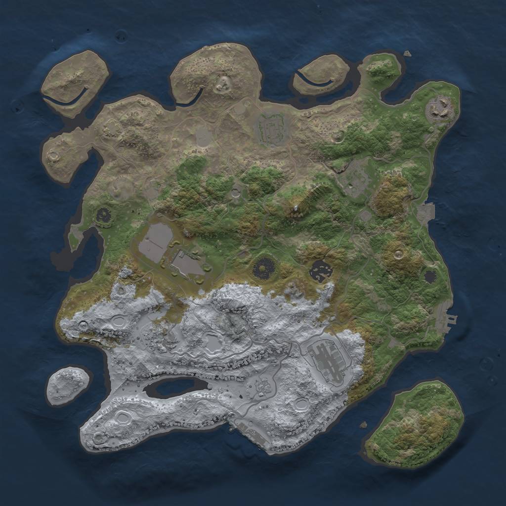 Rust Map: Procedural Map, Size: 3500, Seed: 1254977455, 15 Monuments