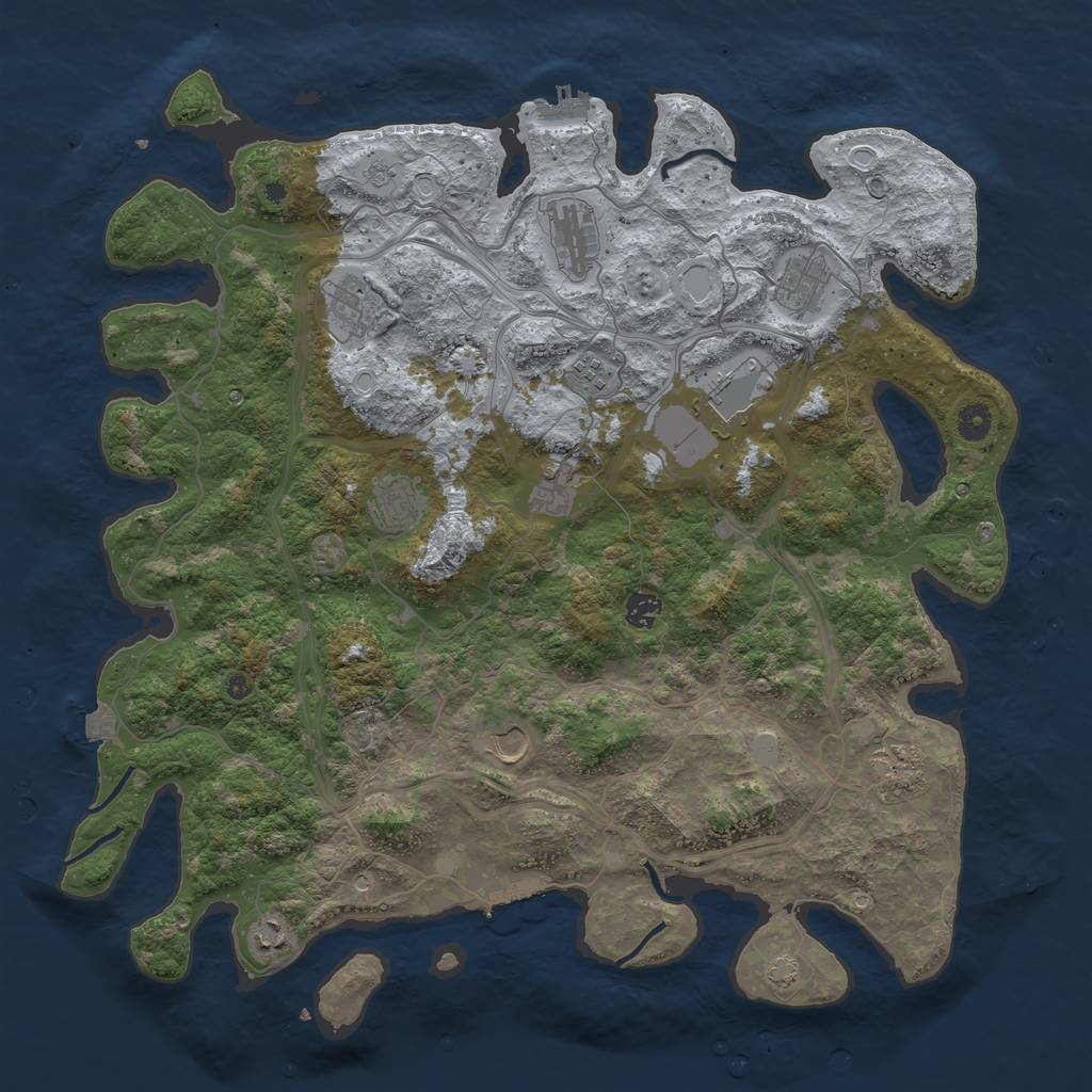 Rust Map: Procedural Map, Size: 4500, Seed: 1017214398, 19 Monuments