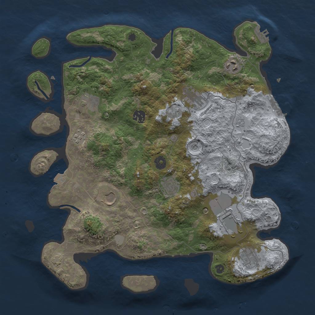 Rust Map: Procedural Map, Size: 3700, Seed: 1180189877, 17 Monuments