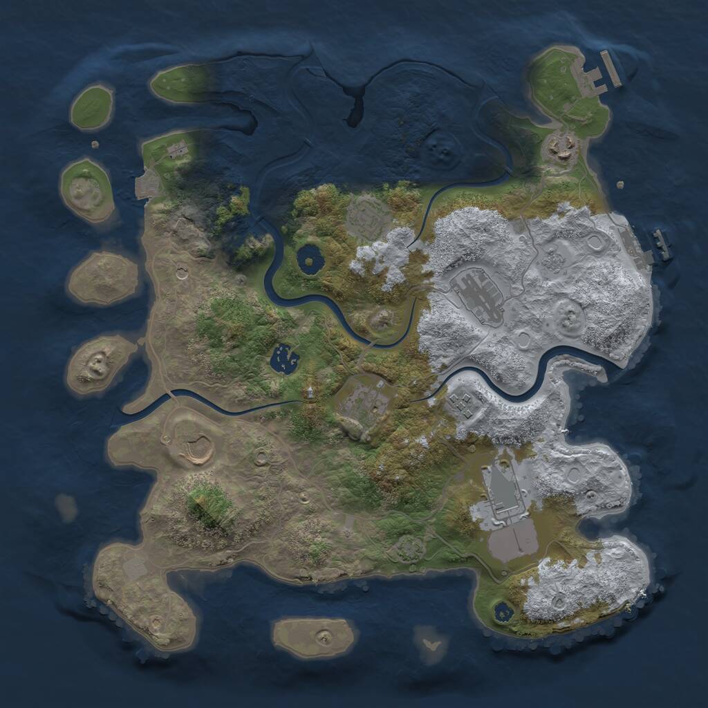 Rust Map: Procedural Map, Size: 3700, Seed: 1180189877, 14 Monuments