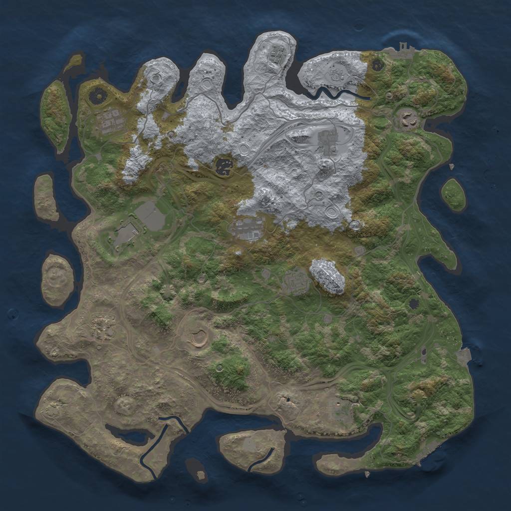 Rust Map: Procedural Map, Size: 4400, Seed: 300382323, 19 Monuments