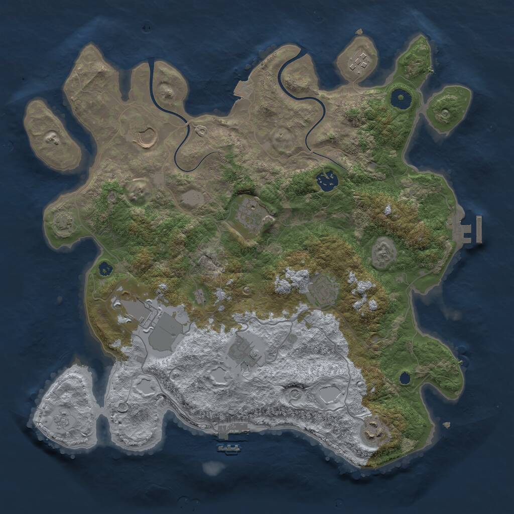 Rust Map: Procedural Map, Size: 3750, Seed: 741122, 14 Monuments