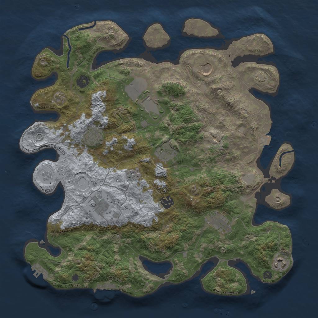 Rust Map: Procedural Map, Size: 3700, Seed: 1785652513, 17 Monuments