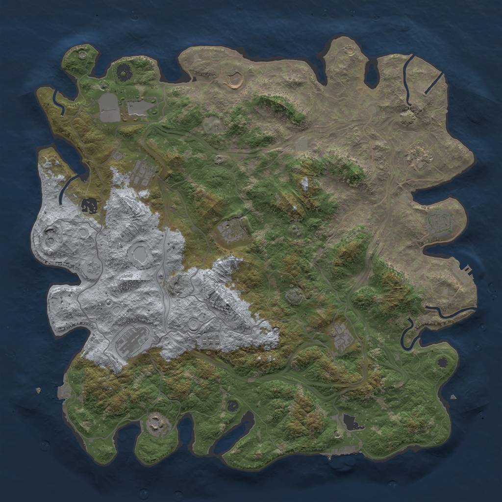 Rust Map: Procedural Map, Size: 4500, Seed: 901989679, 19 Monuments