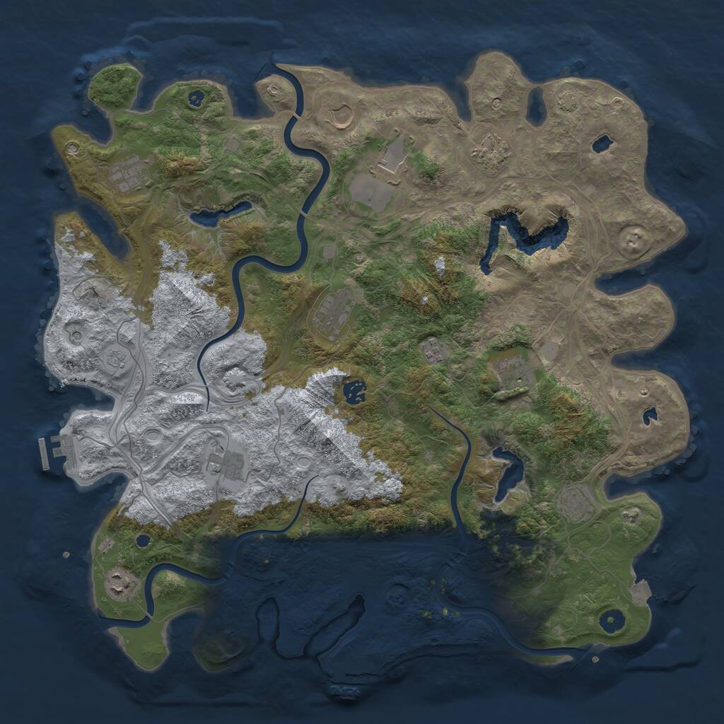Rust Map: Procedural Map, Size: 4500, Seed: 901989679, 17 Monuments