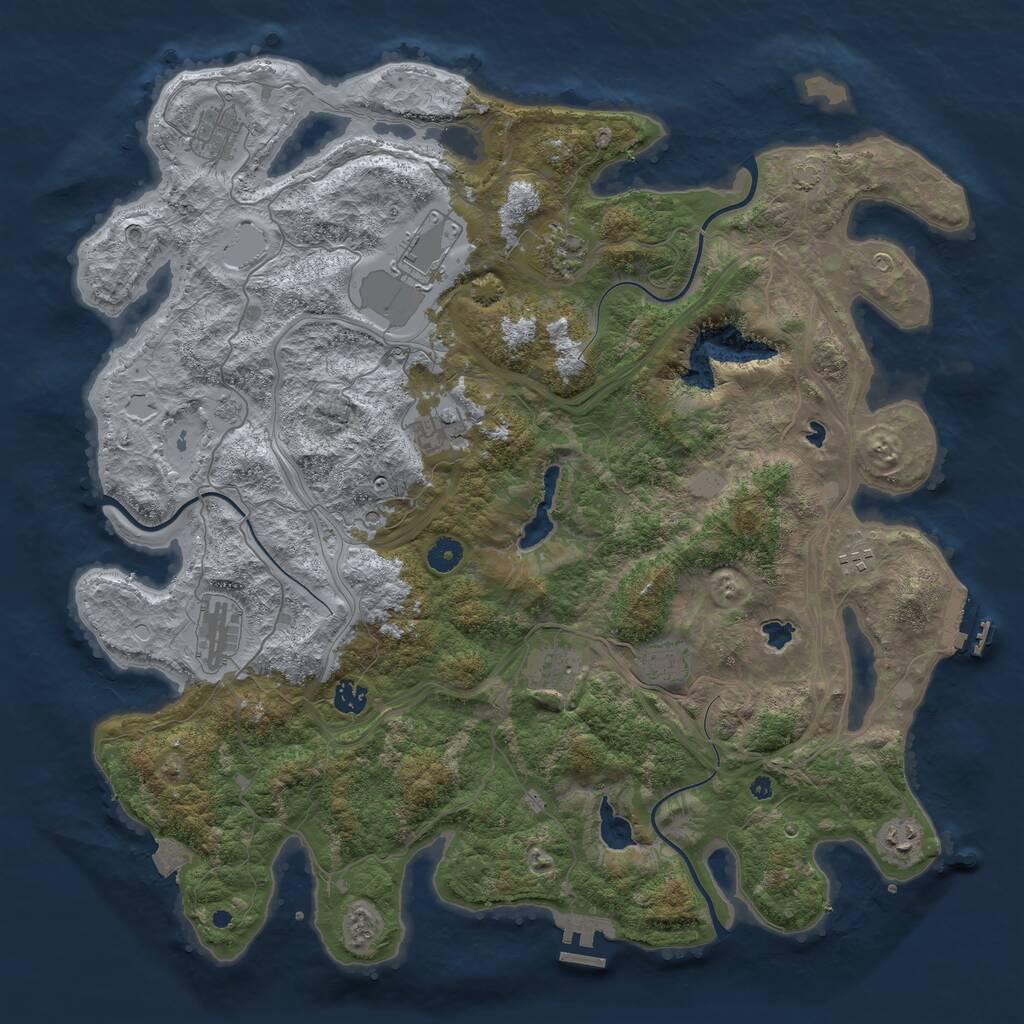 Rust Map: Procedural Map, Size: 4500, Seed: 599894630, 16 Monuments