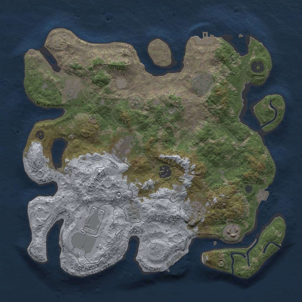 Rust Map: Procedural Map, Size: 3500, Seed: 192240175, 16 Monuments
