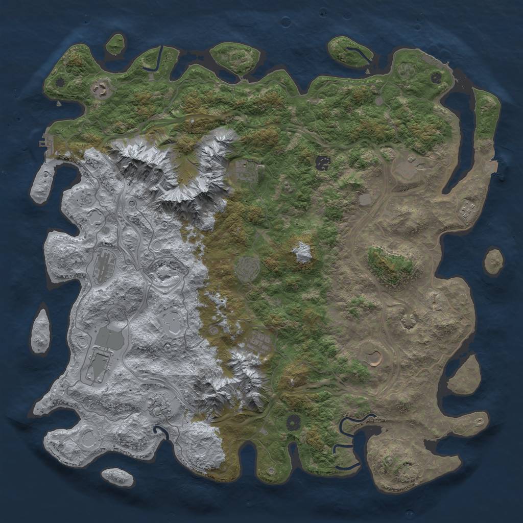 Rust Map: Procedural Map, Size: 5000, Seed: 16676666, 19 Monuments