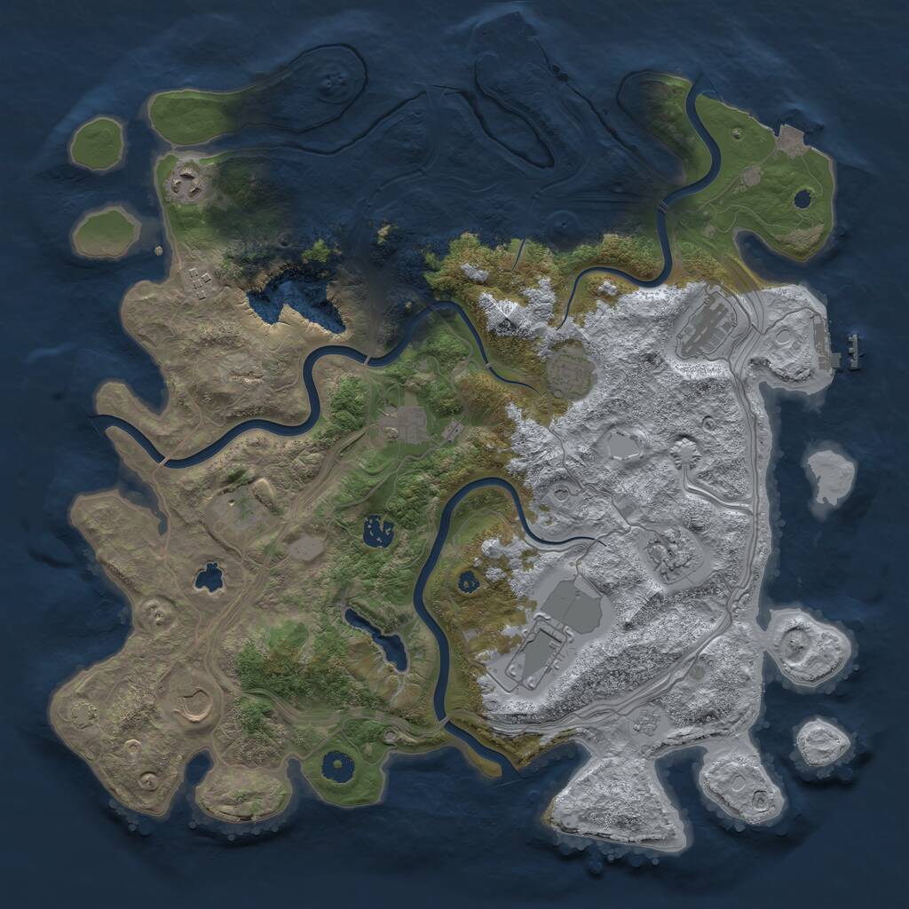 Rust Map: Procedural Map, Size: 4250, Seed: 746837244, 16 Monuments
