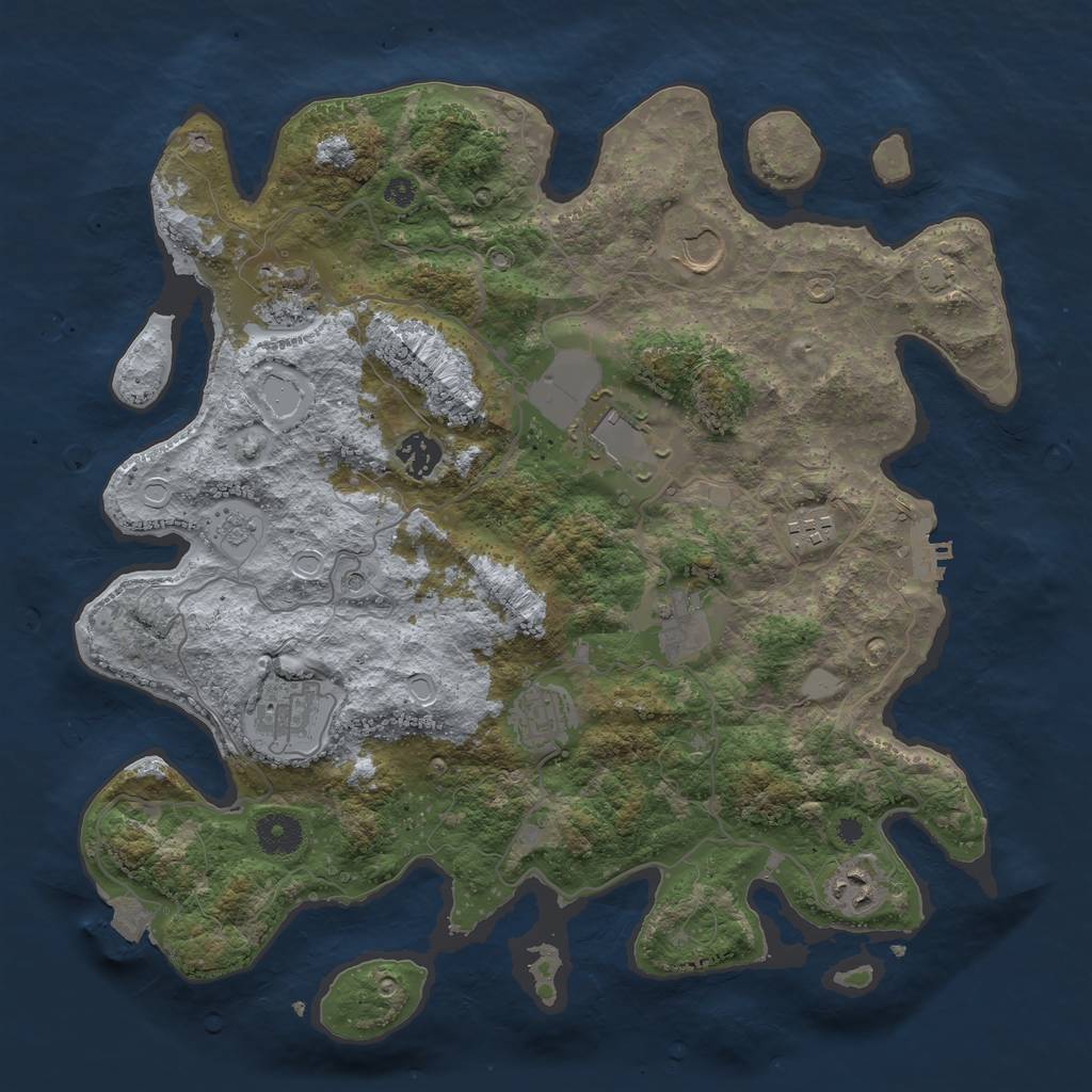 Rust Map: Procedural Map, Size: 3750, Seed: 572507090, 16 Monuments