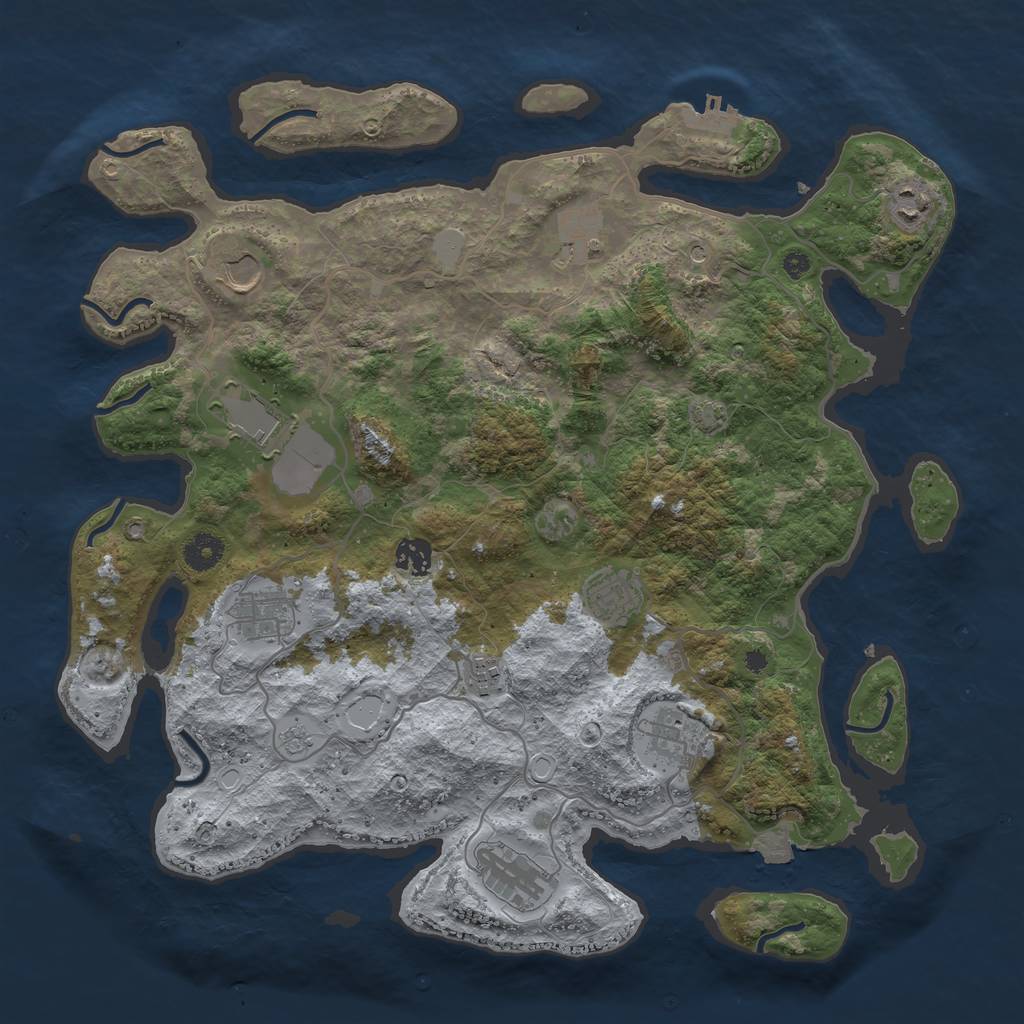 Rust Map: Procedural Map, Size: 4000, Seed: 2048935589, 17 Monuments