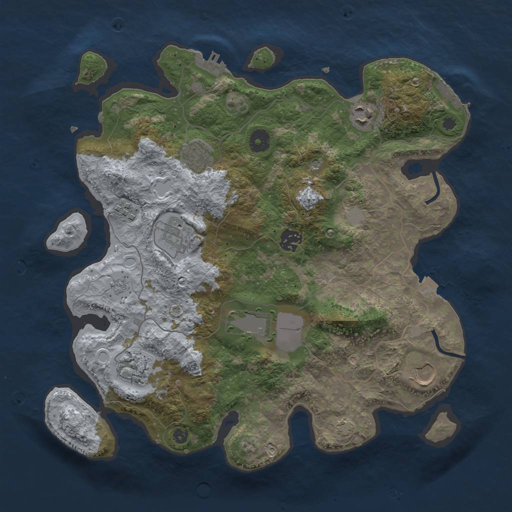 Rust Map: Procedural Map, Size: 3500, Seed: 1144046419, 16 Monuments