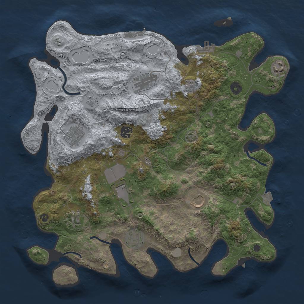 Rust Map: Procedural Map, Size: 3750, Seed: 839651, 17 Monuments