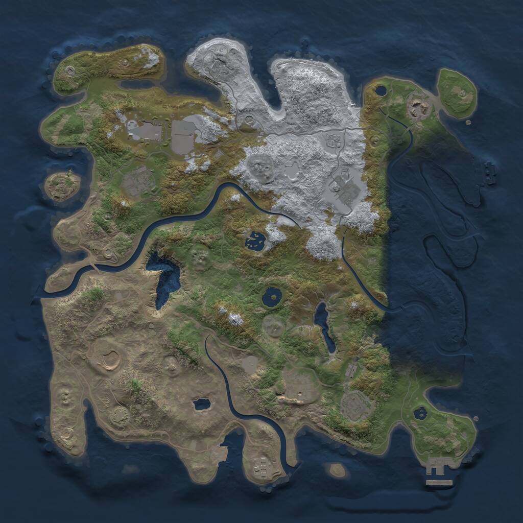 Rust Map: Procedural Map, Size: 4000, Seed: 1843436291, 15 Monuments
