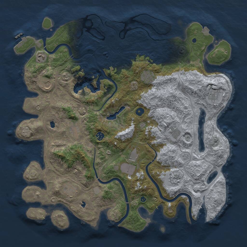 Rust Map: Procedural Map, Size: 4500, Seed: 1455635858, 16 Monuments