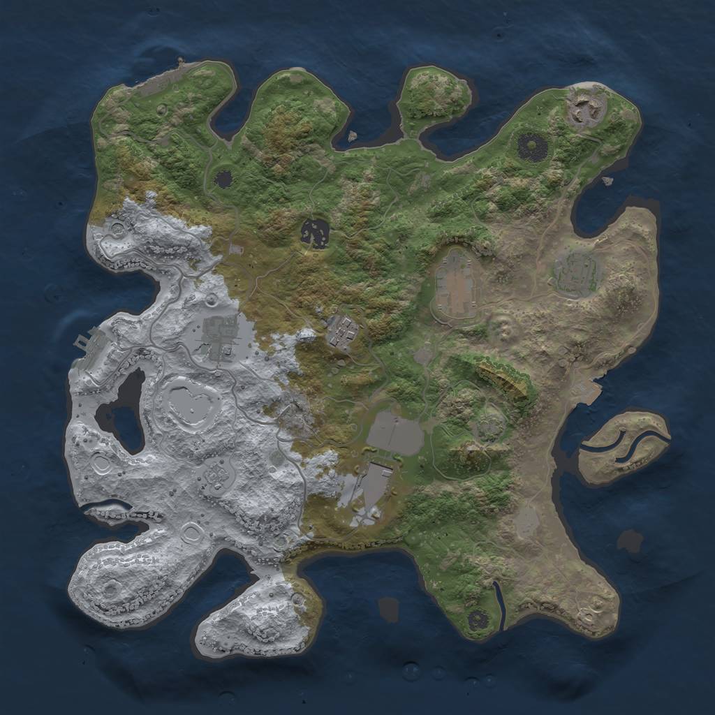 Rust Map: Procedural Map, Size: 3500, Seed: 4567786, 15 Monuments