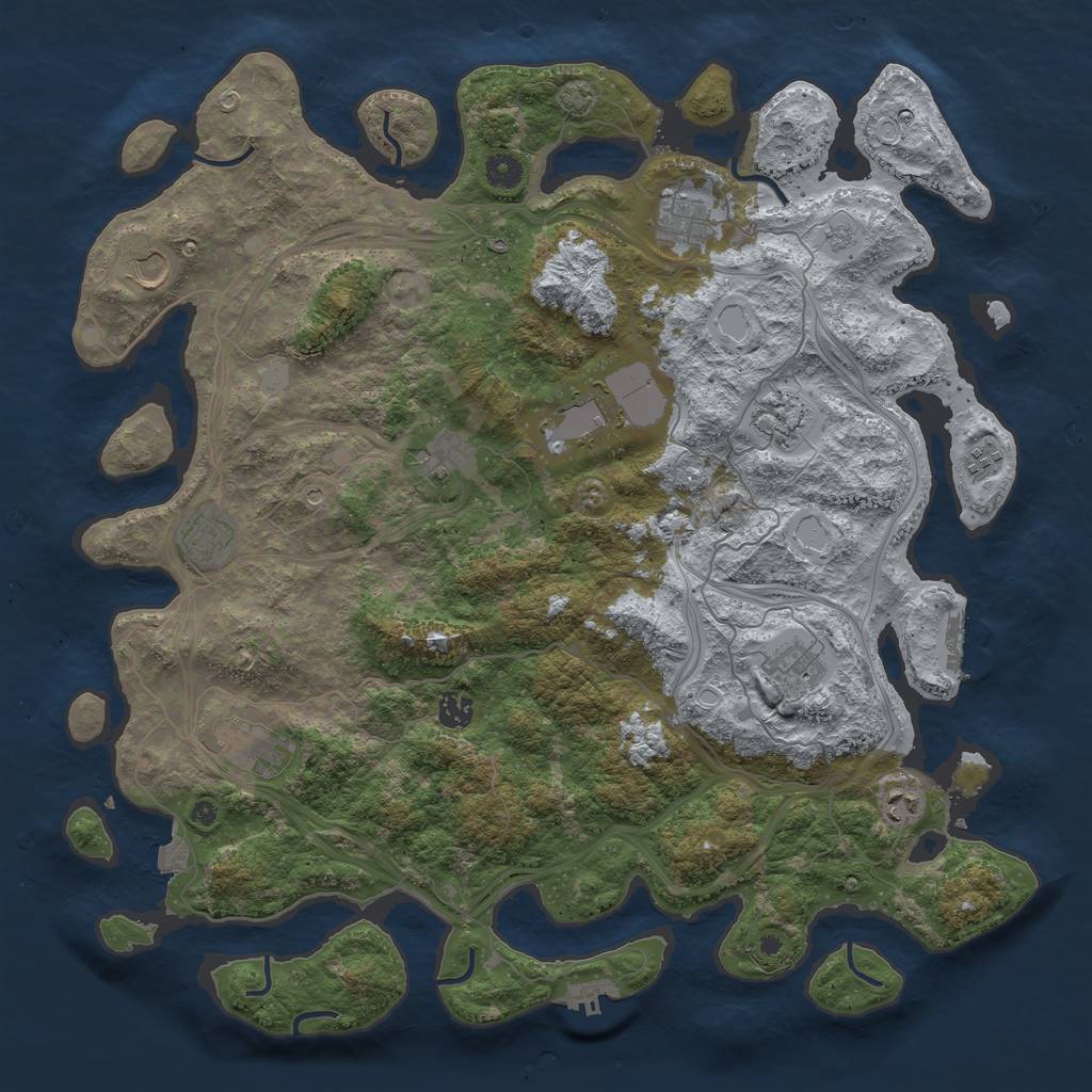 Rust Map: Procedural Map, Size: 4500, Seed: 541656217, 19 Monuments